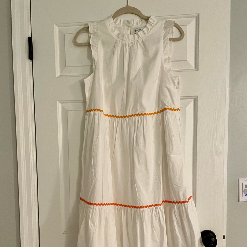 J.Crew Factory tiered midi ruffle dress with rickrack trim size 6. NWOT